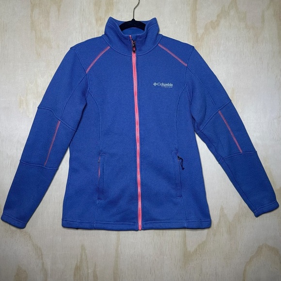Blue Columbia Sportswear women's zip-up jacket with pink accents size medium - Picture 1 of 13